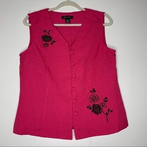 Tracy Lynn hot pink embroidered sleeveless dressy top 12